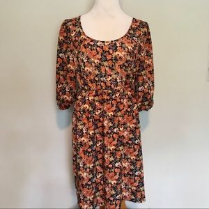 Forever 21 fall floral zipper back 3/4 sleeves